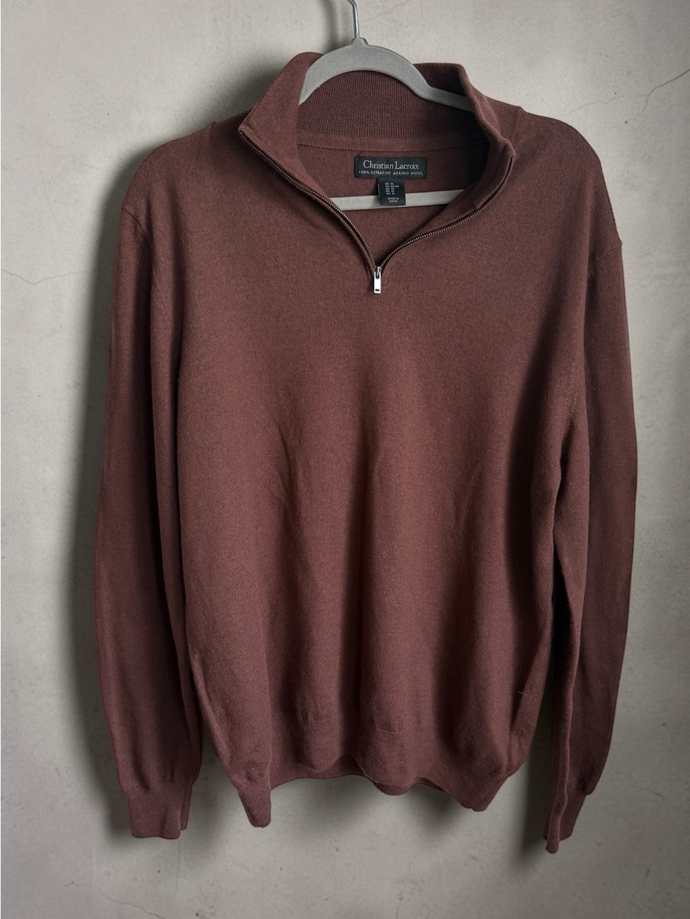 Christian Lacroix Men's Zip-Neck Sweater in Deep Brown